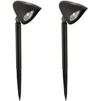 Gerimport - Solar tuinlamp - 2x - zwart - LED - oplaadbaar - H37cm