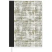 MuchoWow Notitieboek - Schrijfboek - Linnen - Patroon - Groen - Notitieboekje klein - A5 formaat - Schrijfblok