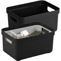 Sunware Opbergboxen Sigma - kunststof - zwart - 3x box met inhoud - 5 liter - 25 x 18 x 12 cm - opslag manden - bakken