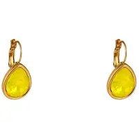 Go Dutch Label Oorhangers French Hook - Big Drop Stone Lemon