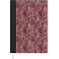 MuchoWow Notitieboek - Schrijfboek - Bladeren - Patroon - Paars - Notitieboekje klein - A5 formaat - Schrijfblok