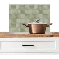 KitchenYeah Spatscherm keuken 60x40 cm - Kookplaat achterwand Vlakken - Rustiek - Groen - Muurbeschermer - Spatwand fornuis - Hoogwaardig aluminium