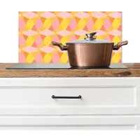 KitchenYeah Spatscherm keuken 60x30 cm - Kookplaat achterwand Kleurrijk - Ruitpatroon - Bladvormen - Muurbeschermer - Spatwand fornuis - Hoogwaardig aluminium