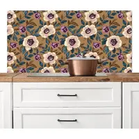 KitchenYeah Spatscherm keuken 120x60 cm - Kookplaat achterwand Floraal - Stilleven - Kleurrijk - Muurbeschermer - Spatwand fornuis - Hoogwaardig aluminium