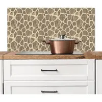 KitchenYeah Spatscherm keuken 100x50 cm - Kookplaat achterwand Giraf - Patroon - Beige - Bruin - Muurbeschermer - Spatwand fornuis - Hoogwaardig aluminium