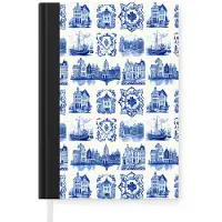 MuchoWow Notitieboek - Schrijfboek - Huizen - Schepen - Blauw - Notitieboekje klein - A5 formaat - Schrijfblok