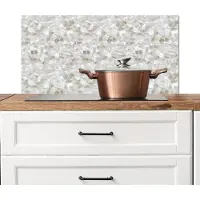 KitchenYeah Spatscherm keuken 90x45 cm - Kookplaat achterwand Wit - Penseelstreken - Reliëfeffect - Muurbeschermer - Spatwand fornuis - Hoogwaardig aluminium