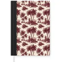 MuchoWow Notitieboek - Schrijfboek - Tropisch - Geometrisch - Bordeauxrood - Notitieboekje klein - A5 formaat - Schrijfblok