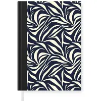 MuchoWow Notitieboek - Schrijfboek - Bladvormen - Blauw - Patroon - Wit - Notitieboekje klein - A5 formaat - Schrijfblok