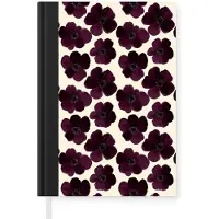 MuchoWow Notitieboek - Schrijfboek - Bloemen - Aquarel - Paars - Notitieboekje klein - A5 formaat - Schrijfblok