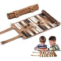DNA Backgammon - Backgammon Koffer - Backgammon Reiseditie - Backgammon Hout - Donkerbruin - 51cm x 26cm x 1cm