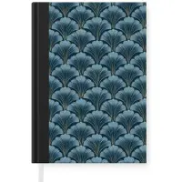 MuchoWow Notitieboek - Schrijfboek - Patroon - Ginkgoblad - Blauw - Notitieboekje klein - A5 formaat - Schrijfblok