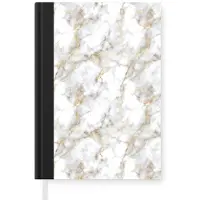 MuchoWow Notitieboek - Schrijfboek - Gouden aders - Marmer print - Wit - Notitieboekje klein - A5 formaat - Schrijfblok