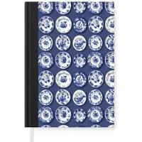 MuchoWow Notitieboek - Schrijfboek - Borden - Floraal - Blauw - Notitieboekje klein - A5 formaat - Schrijfblok