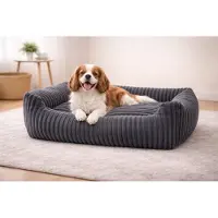 Odol-Plusz Hondenbed / Kattenbed - Gestepte Dierenmat 95x75cm, Comfortabel en Duurzaam Kussen voor Huisdieren, grafiet