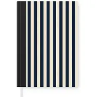 MuchoWow Notitieboek - Schrijfboek - Verticale strepen - Blauw - Crème - Notitieboekje klein - A5 formaat - Schrijfblok