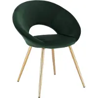Happyment Luxe Velvet Stoel - Groen - Eetkamerstoel - Met armleuning - Vergaderstoel - Gouden Metalen poten - Set van 1 - Zithoogte 47cm