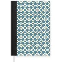 MuchoWow Notitieboek - Schrijfboek - Patroon - Symmetrisch - Blauw - Notitieboekje klein - A5 formaat - Schrijfblok
