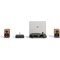 Pro-Ject True Hifi Stereo Set E Phono - Platenspeler - Stereo Versterker- Twee Boekenplank Speakers- Zwart/Zwart/Walnoot