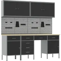 vidaXL Werk Cabinet met lade 10 st Zwart Engineered hout en staal