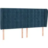 vidaXL Hoofdbord met randen 163x23x118/128 cm fluweel donkerblauw