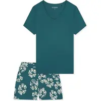 Schiesser Pyjama 'Modern' donkergroen / offwhite