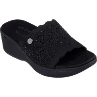 SKECHERS Dames Slipper Pier-lite Light Essence | Zwart | Maat: 40