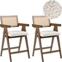 Beliani AVA - Barstoelen set van 2 - Bruin/Lichtbeige - Rubberhout