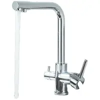 OEM Keukenmengkraan, met dubbele draaibare uitloop, voor warm en koud water, chroom