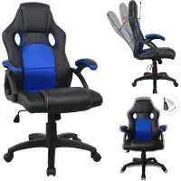 Vdd Bureau stoel, gaming stijl, premium design, Wouter, blauw en zwart