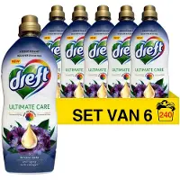 Dreft Aanbieding: wasverzachter Ultimate Care Intense Dark 1 liter (6 flessen - 240 wasbeurten)