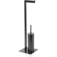 Möve Velvet toiletborstel/papierhouder, metaal, zwart, 20x16x71 cm