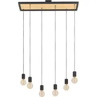Eglo 6-lichts hanglamp Consett zwart met hout