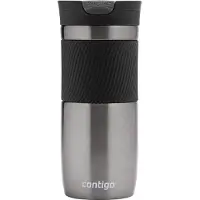 CONTIGO Byron Snapseal thermosbeker - Gunmetal - roestvrijstalen isoleerbeker, koffiebeker-to-go, lekvrij, houdt tot 7 uur warm, vaatwasserbestendig BPA-vrij deksel, 470 ml