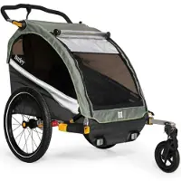Burley D’Lite X Single Fietskar – Fietskar voor Kinderen – Fietskar 1 Kind – Inklapbaar – Cargo Trailer – Groen Grijs