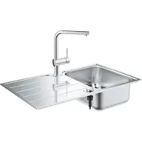GROHE Spoelbakken - Set van K500 spoelbak en Minta keukenkraan, geborsteld rvs/chroom 31573SD1