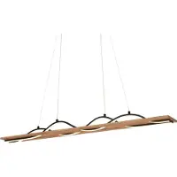 Briloner Vinka LED hanglamp, met houtdecor, golfvormig, warmwit licht, zwart-hout, 98 x 11 x 120 cm