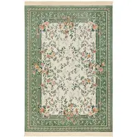 Home Collection Vloerkleed Antik Flowers - creme, groen 195 x 300 cm