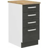 Bigbuy Onderkast 4 laden met werkblad - Mat grijs - L 40 x D 51,6 x H 85 cm - LASSEN