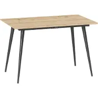 Youjia Uitschuifbare eettafel, 120/160 x 75 cm, keukentafel voor 6-8 personen, moderne eettafel met stalen poten, naturel