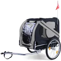 Carparts Fietsaanhanger / Hondenwagen, inklapbaar, tot 40 kg, in de kleuren grijs en zwart. Topkwaliteit