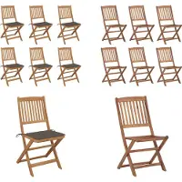 vidaXL Tuinstoelen 6 st inklapbaar met kussens massief acaciahout - Tuinstoel - Tuinstoelen - Tuin Stoel - Tuin Stoelen