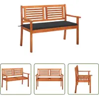 The Living Store De Living Store tuinbank voor twee personen, met kussen, is gemaakt van massief eucalyptus hout en heeft een breedte van 120 cm