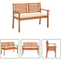 The Living Store De Living Store tuinbank voor twee personen, met kussen, is gemaakt van massief eucalyptus hout en heeft een breedte van 120 cm