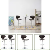 The Living Store Barkrukken - Barstoollen - Barstoelen 2 st kunstleer bruin - Eetkamerstoelen - Keukenkrukken - Krukjes