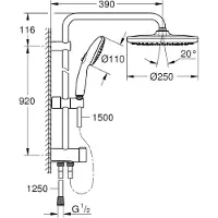 GROHE QuickFix Vitalio Start 250 glijstangset met regendouche en 3 straalsoorten chroom