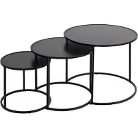 Atmosphera Bijzettafels Noah - Ø35/56/54xH45cm - Set van 3 stuks - Zwart