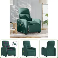 The Living Store Massagestoel - Elektrische Massagestoel - Massagestoel elektrisch verstelbaar stof donkergroen - Relaxstoel - Loungestoel - Lederlook