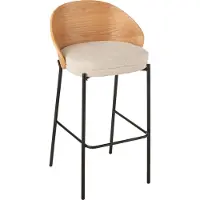 J-Line Barstoel Lone Ply Wood/Metaal Natuurlijk/Beige
