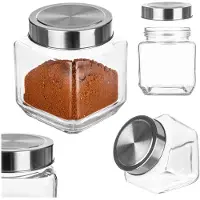 Kadax Voorraadpot, glazen container met deksel van kunststof, voedselcontainer van glas, voorraaddoos voor pasta, spaghetti, specerijen, weckpot, transparant, luchtdicht (500 ml, wit)